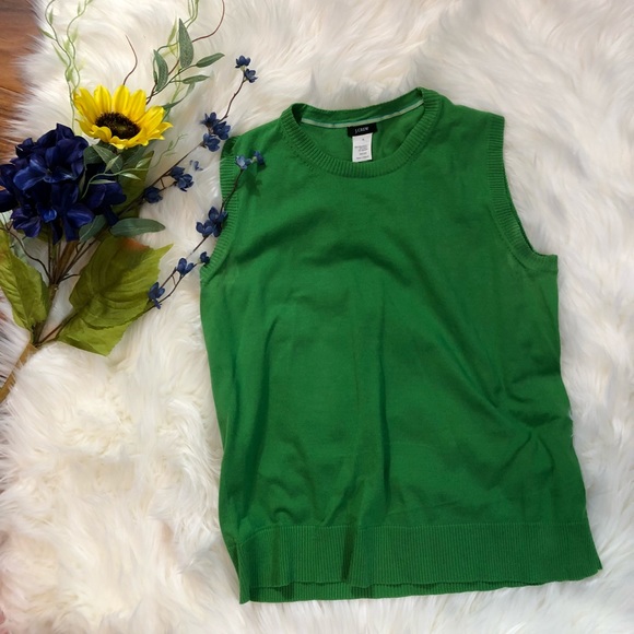 J. Crew Tops - J. Crew Bright Green Cotton Sweater Vest